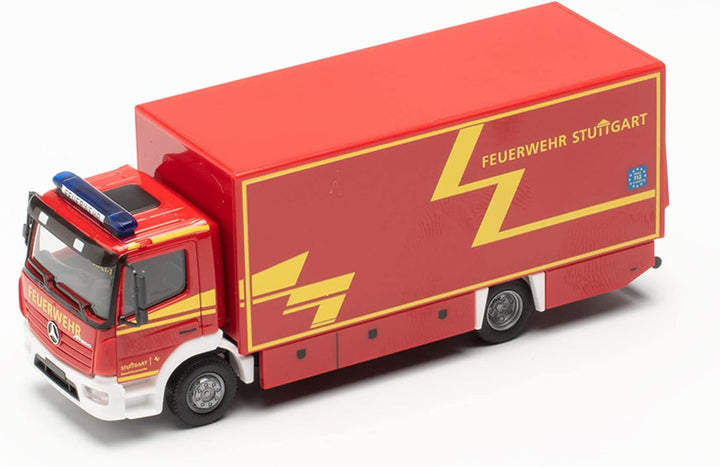 Herpa LKW Modell Mercedes-Benz Atego '13 Koffer-LKW Branddirektion Stuttgart, originalgetreu im Mass
