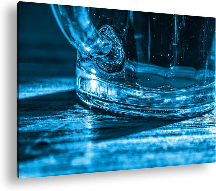 deyoli erfrischend goldenes Bier Format: 100x70 Effekt: Monocrome Blau als Leinwand, Motiv fertig ge