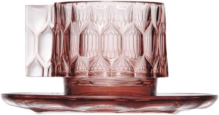 Kartell Jellies Family Tasse und Unterteller, Thermoplastisches Technopolymer, Rosa, 12 x 10 cm Kaff