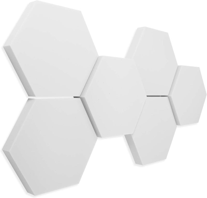 Schallabsorber 3D-aus Basotect G+ Set - 6 Hexagon Akustik Elemente - Stärke: 30/50 mm, 30/50 mm