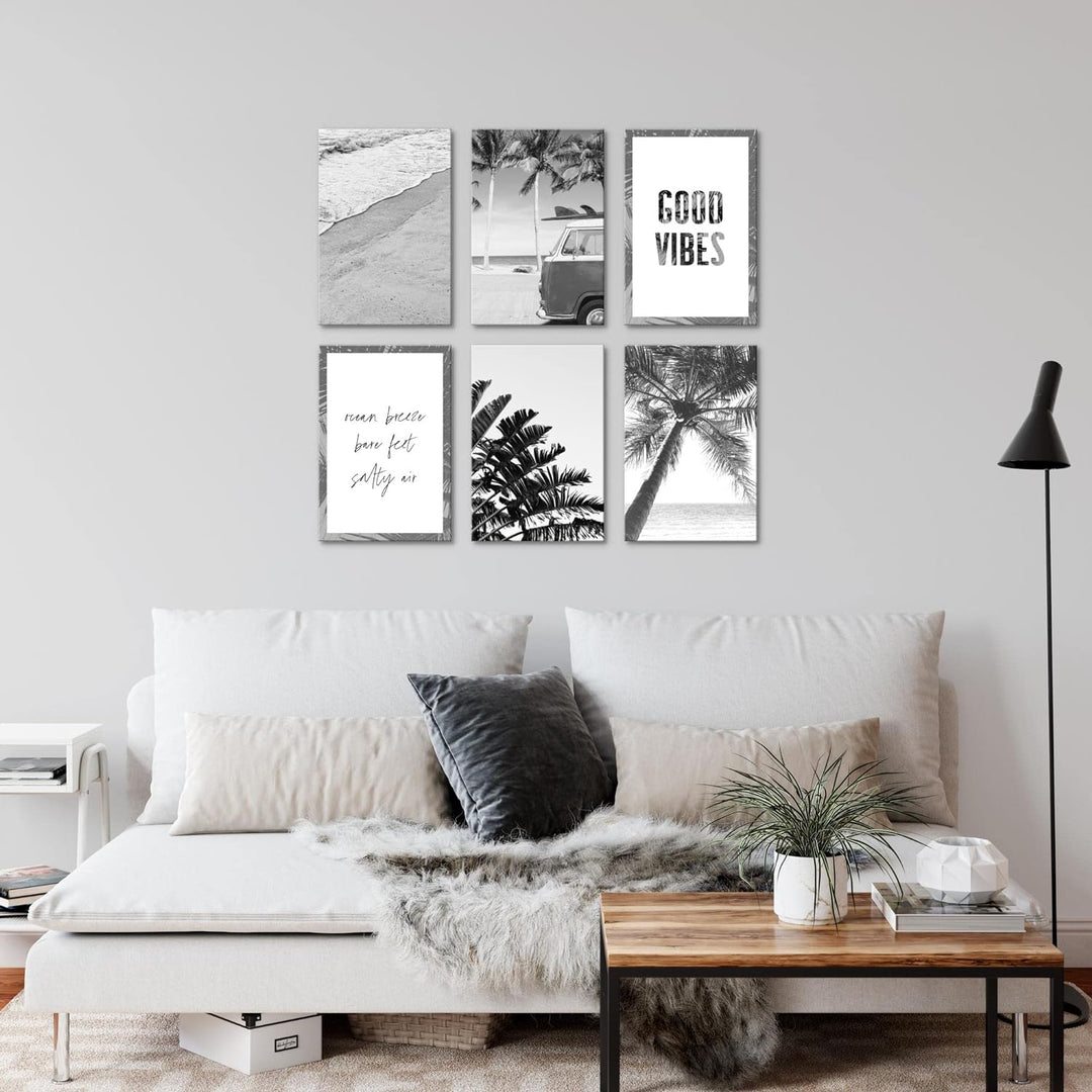 Novart Wandbilder Set - KOMPLETT AUFHÄNGFERTIG - Made in Germany - Moderne Bilder Strand Wohnzimmer