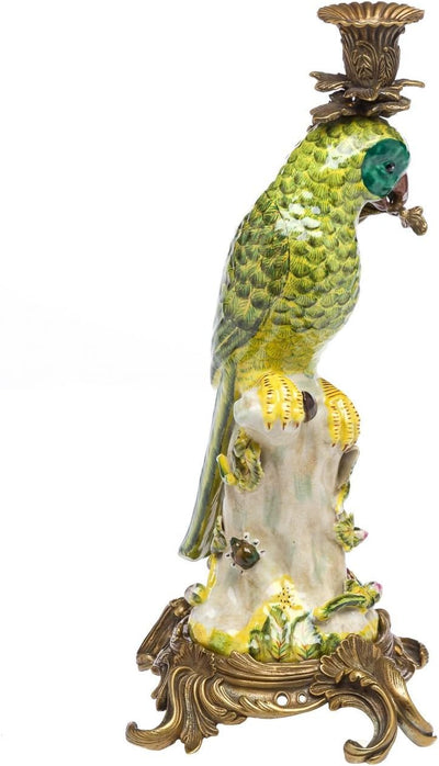 aubaho Papagei Kerzenständer Porzellan Antikstil Kerzenleuchter 37cm Candlestick Parrot