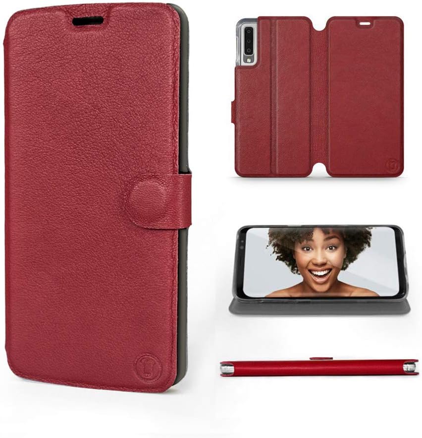 Mobiwear | Echt Lederhülle | Kompatibel mit Samsung Galaxy A7 2018, Made in EU handyhülle, Slim Leat