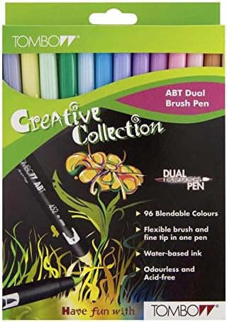 Tombow ABT-12C-2 Fasermaler Dual Brush Pen mit zwei Spitzen, 12-er Set, pastellfarben, 12