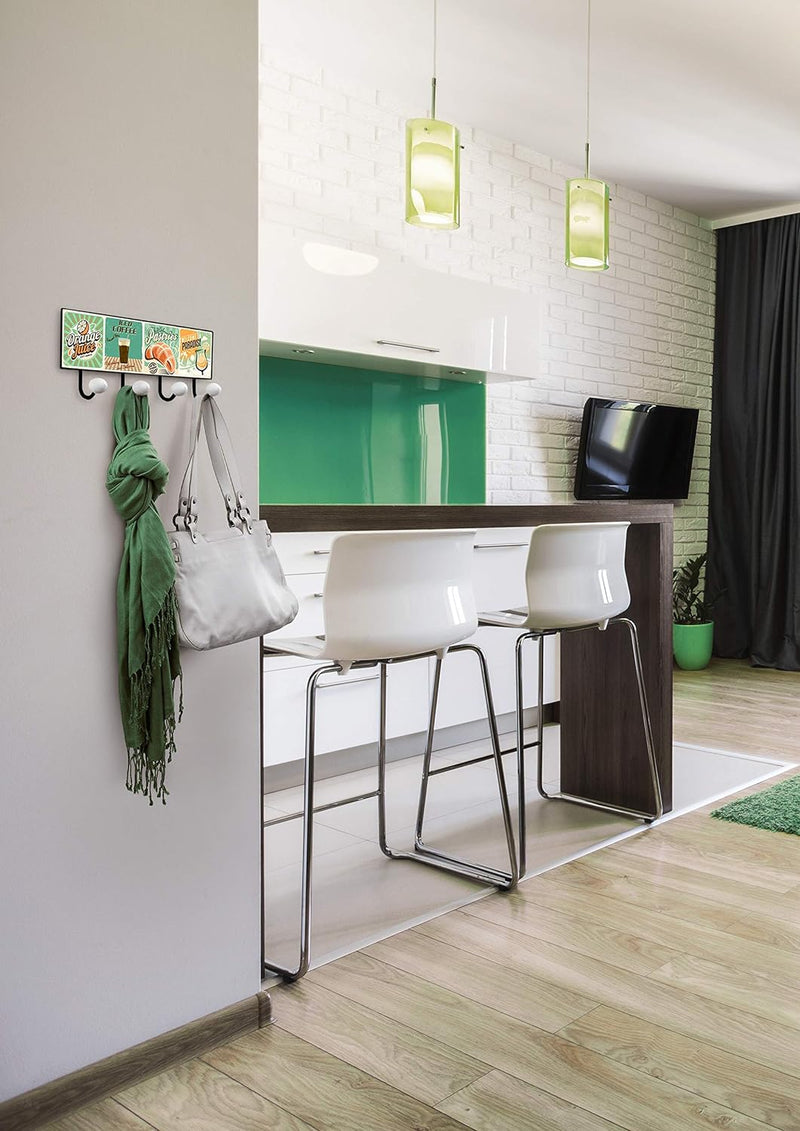 Lashuma USA Blechschild Kleider Hakenleiste, 4er Wandgarderobe 40x15,5 cm, Wohnzimmer Wandhaken Retr