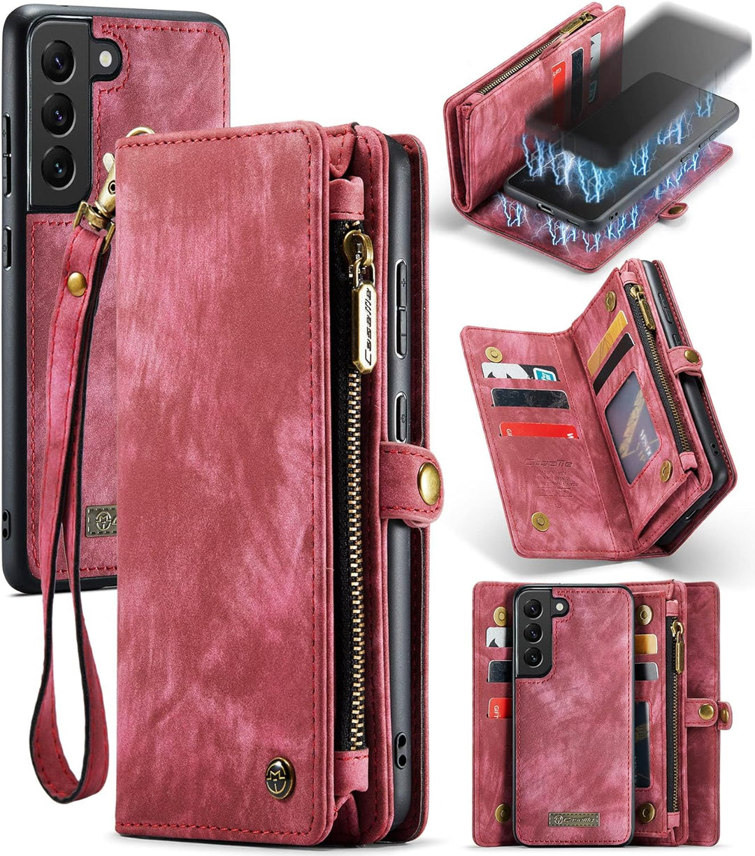 UFinetech Abnehmbare Samsung Galaxy S21 Plus Hülle Tasche Handy TPU Leder Flip Magnetische mit Band