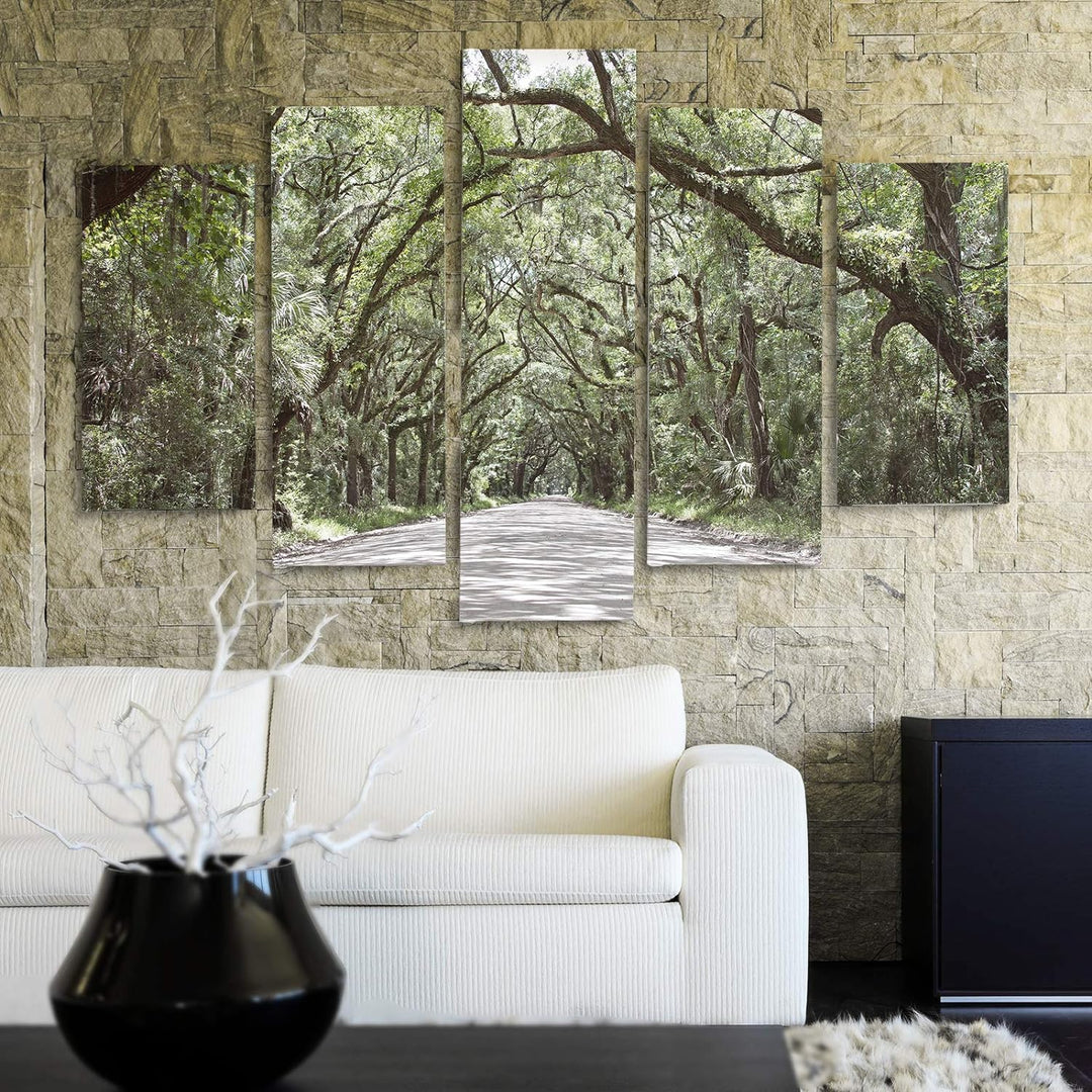 Feeby Deco Panel 5 Teilig Natur Bilder Modern Landschaft Bäume Weg Allee grün 200x100 cm Deco panel