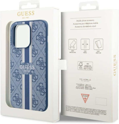 Guess GUHMP14XP4RPSB Hülle für iPhone 14 Pro Max 6.7" Blau hardcase 4G Printed Stripes