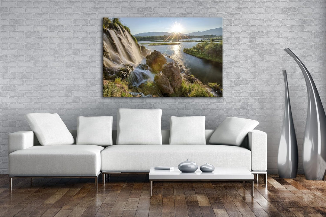 deyoli Wasserfall am Snake River Format: 80x60 als Leinwandbild, Motiv fertig gerahmt auf Echtholzra