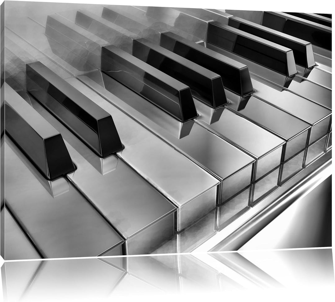 Pixxprint Piano Klaviertasten als Leinwandbild/Grösse: 100x70 cm/Wandbild/Kunstdruck/fertig bespannt
