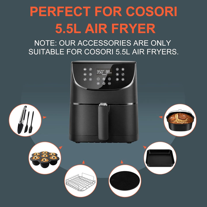 Heissluftfritteuse Zubehör 9Pcs, Airfryer Heissluftfritteuse Zubehör Passt nur für COSORI 5,5L, mit