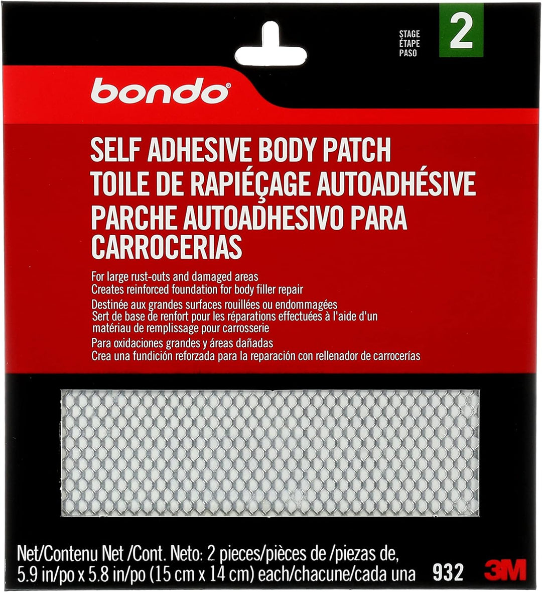 Bondo Body Patch Selbstklebend für grosse Rost und beschädigte Stellen, 2 Patches, 15,0 x 14,7 cm, 2