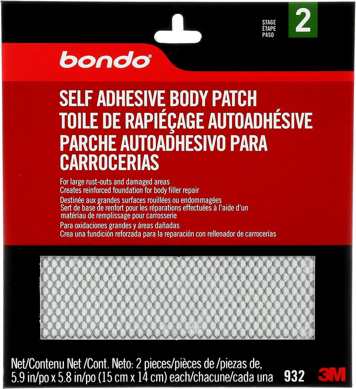Bondo Body Patch Selbstklebend für grosse Rost und beschädigte Stellen, 2 Patches, 15,0 x 14,7 cm, 2