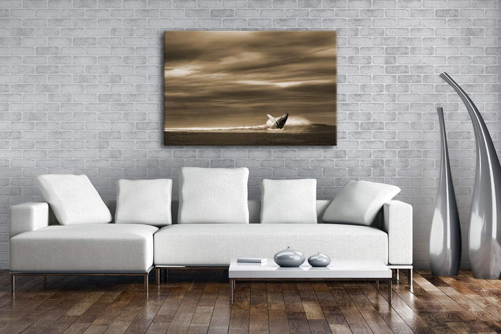 deyoli einsamer Wal Format: 80x60 Effekt: Sepia als Leinwandbild, Motiv fertig gerahmt auf Echtholzr