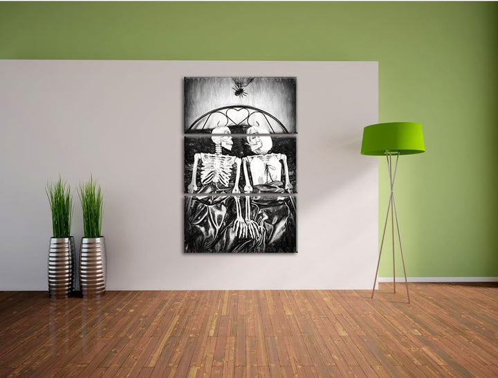Pixxprint Horror Paar als Leinwandbild/Grösse: 3 Teilig (120x80) cm/Wandbild/Kunstdruck/fertig bespa