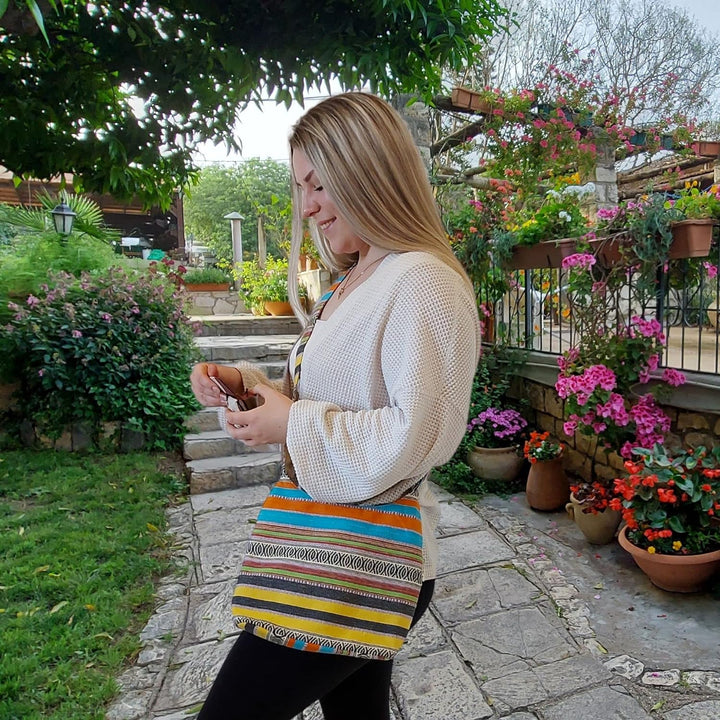 Sunsa Damen Umhängetasche. Hobo Tasche aus gewebter Baumwolle mit verstellbare Henkel. Crossbody Sch