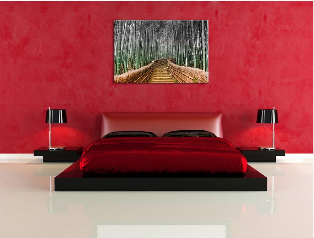 Pixxprint Kyoto Japan Bambuswald B&W Detail, Format: 100x70 auf Leinwand, 100x70