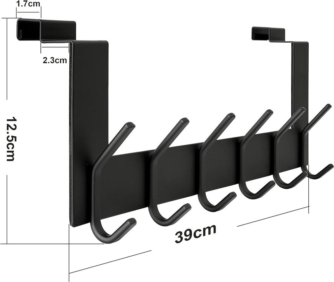 WEBI Türgarderobe mit 6 Haken,Türhaken zum Einhängen,Türaufhänger,Kleiderhaken Tür,Haken Tür,Türhake