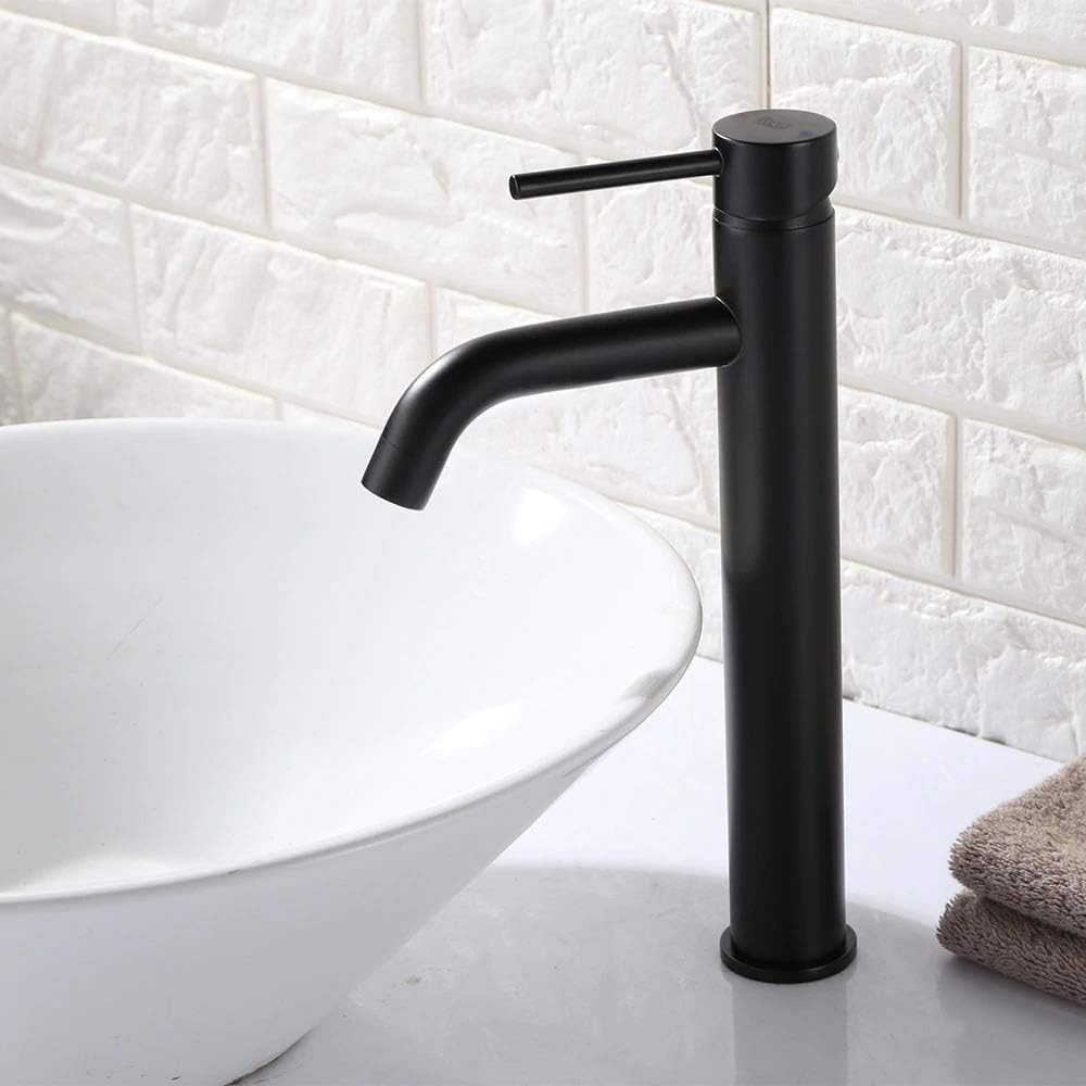 VBChome Waschbecken hoch Armatur Schwarz Bad Wasserhahn Waschtisch Badarmatur Waschbeckenamatur Wasc