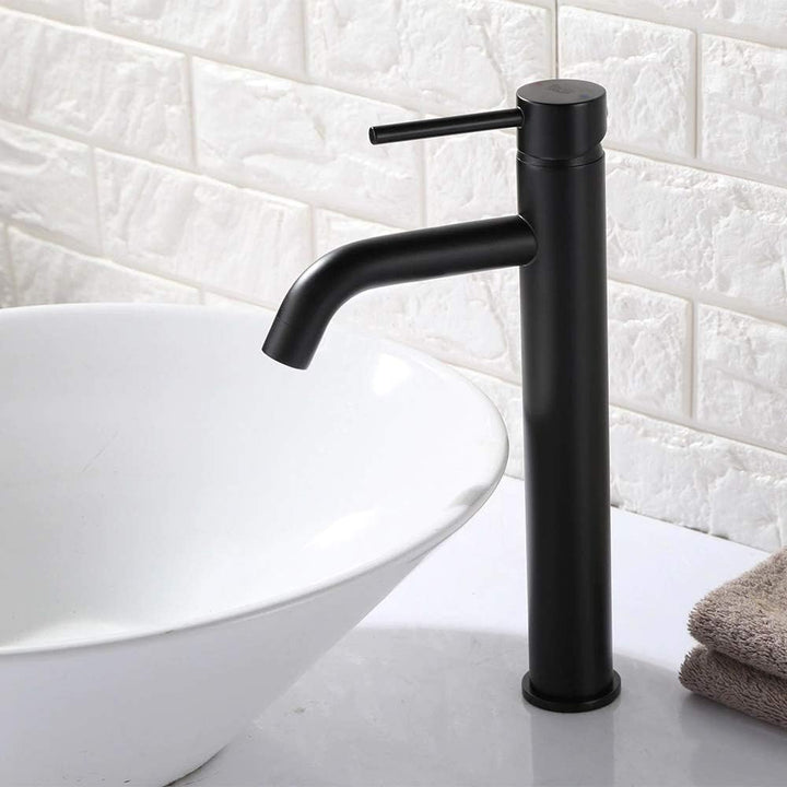 VBChome Waschbecken hoch Armatur Schwarz Bad Wasserhahn Waschtisch Badarmatur Waschbeckenamatur Wasc
