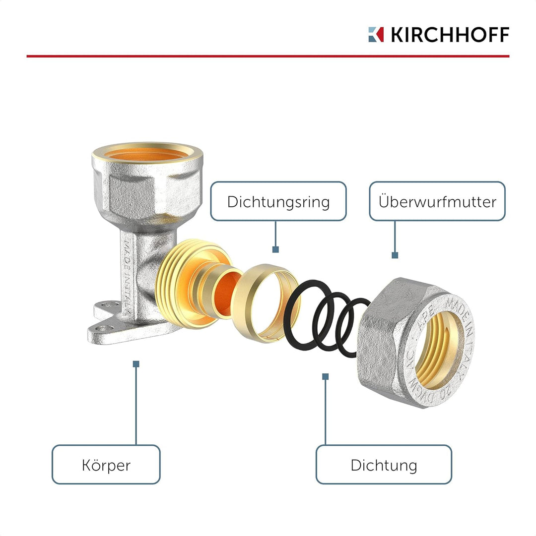 KIRCHHOFF | MSVR Rohr | 5er Set | Klemmringverschraubung 16 mm x 3/4" | Aluverbundrohr | für Heizung