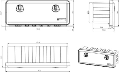 LKW Staukasten Daken Just 900-R Werkzeugkasten 900x367x300mm, Staubox Daken J057