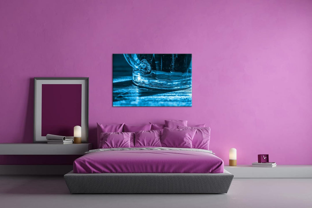 deyoli erfrischend goldenes Bier Format: 100x70 Effekt: Monocrome Blau als Leinwand, Motiv fertig ge