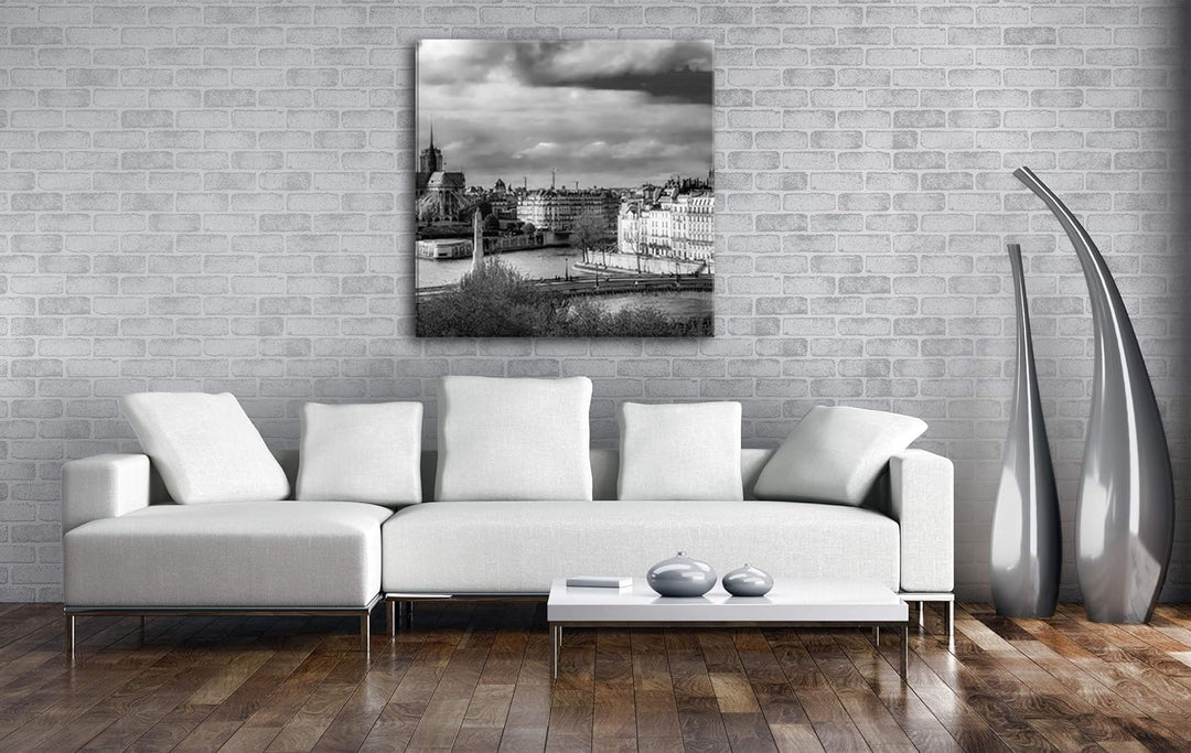 deyoli Notre Dame in Paris Format: 70x70 Effekt: Schwarz&Weiss als Leinwandbild, Motiv fertig gerahm