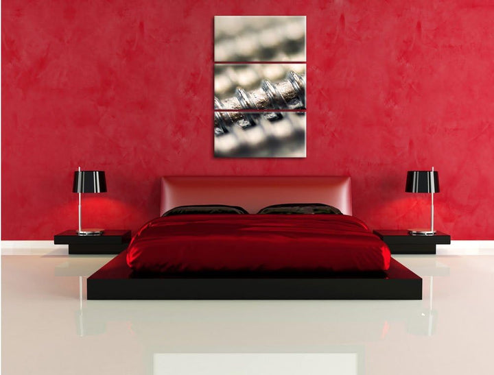 Pixxprint altes Gewinde als Leinwandbild/Grösse: 3 Teilig (120x80) cm/Wandbild/Kunstdruck/fertig bes