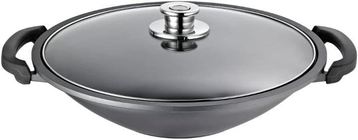 Schulte-Ufer Globus i Wok inkl. Ablagegitter, Aluminiumguss, Schwarz, 36cm