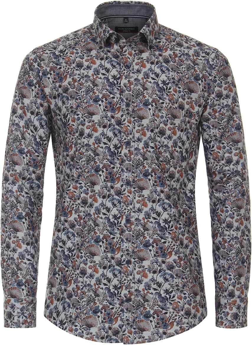 Casamoda Casual Fit Hemd super Langer Arm Button Down Kragen Muster blau Grösse XL
