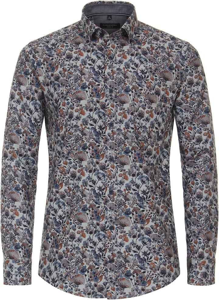 Casamoda Casual Fit Hemd super Langer Arm Button Down Kragen Muster blau Grösse XL