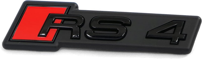 Audi 8W0853736HT94 Schriftzug RS4 Kühlergrill Clip Emblem Logo Plakette, schwarz/rot, für Facelift a