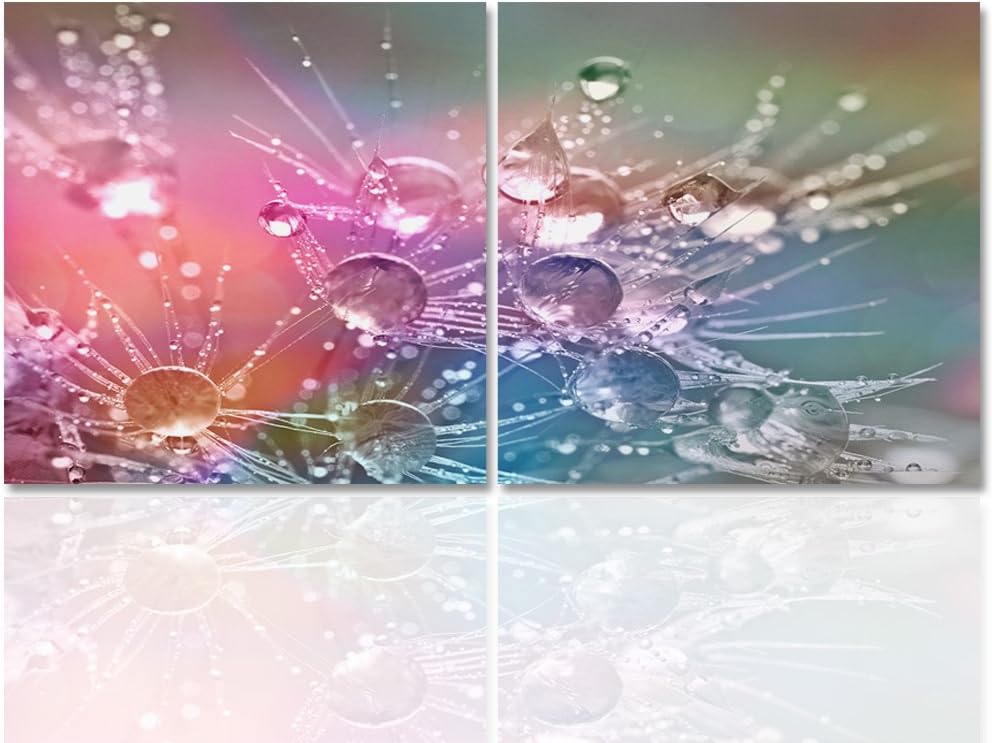 Feeby. Wandbilder - 2 Teile - 200x100 cm - quadratische Form Bilder Kunstdrucke Deko Panel LÖWENZAHN