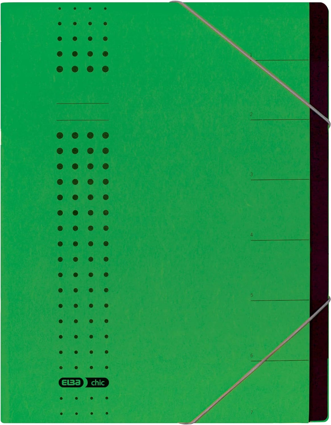 Elba Ordnungsmappe chic A4 aus Karton, 7 Fächer, grün, 5 Stück, grün