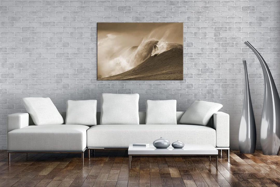 deyoli Surf Aktion Format: 60x40 cm Effekt: Sepia als Leinwandbild, Motiv fertig gerahmt auf Echthol