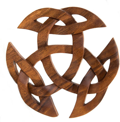 Windalf Celtic Wandbild ARWAIN Ø 22 cm Offene Dreifalt Holzbild Wandornament Handarbeit aus Holz