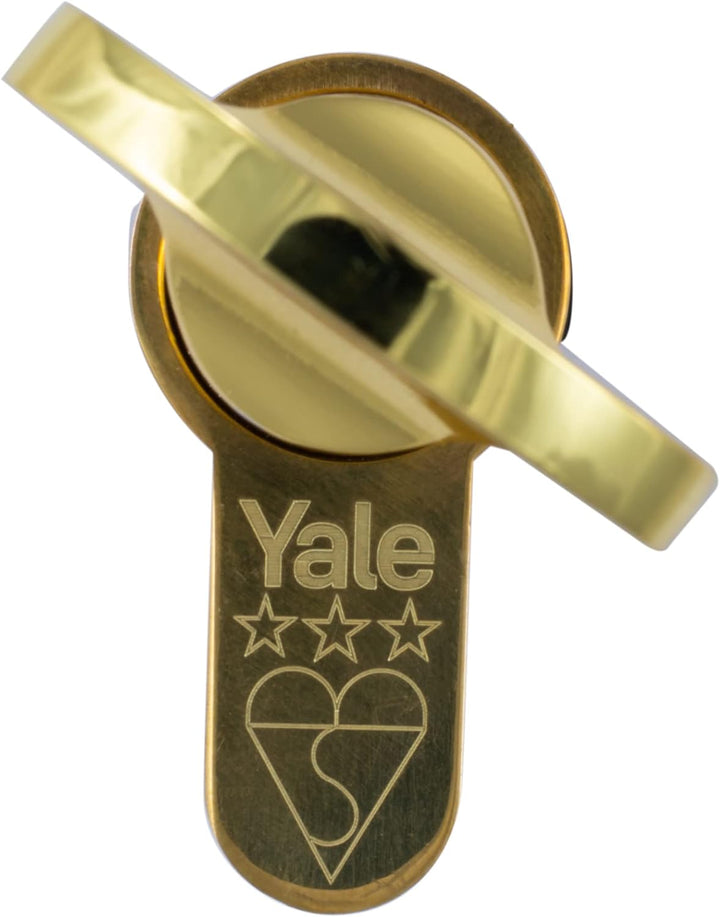Yale B-YS3-3535BT Schliesszylinder mit 3 Sternen, hohe Sicherheit, (70 mm), Messing-Finish, 35:35 (7