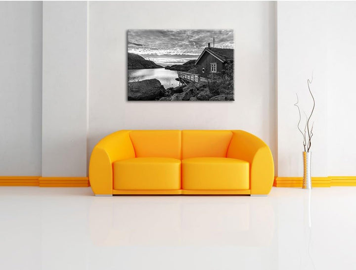 Pixxprint Sonnenaufgang am Fjord Norwegens als Leinwandbild/Grösse: 100x70 / Wandbild/Kunstdruck/fer