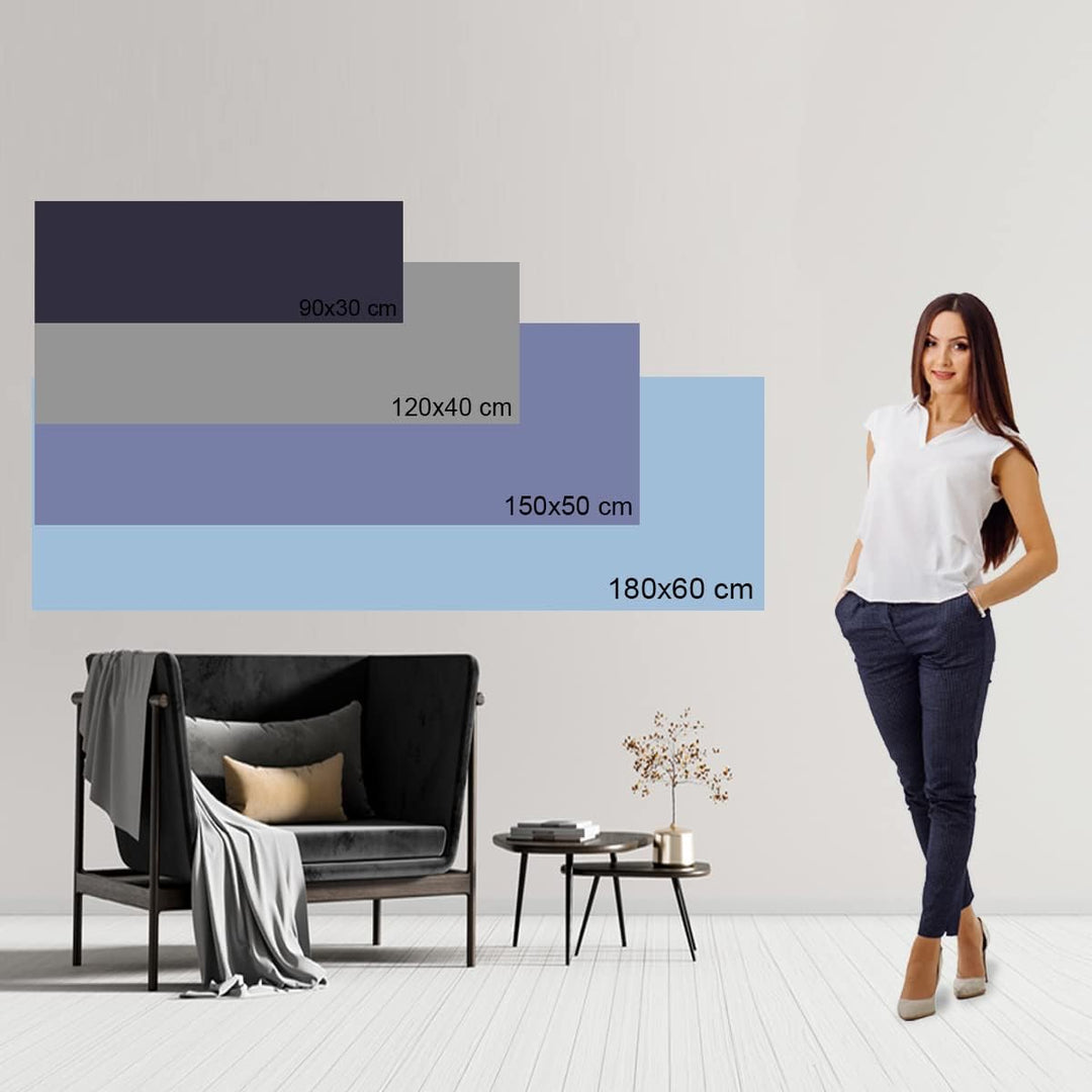 Feeby Vlies Leinwandbild Skyline Frankfurt am Main Deutschland 150x50 cm Wanddeko Design Kunstdruck