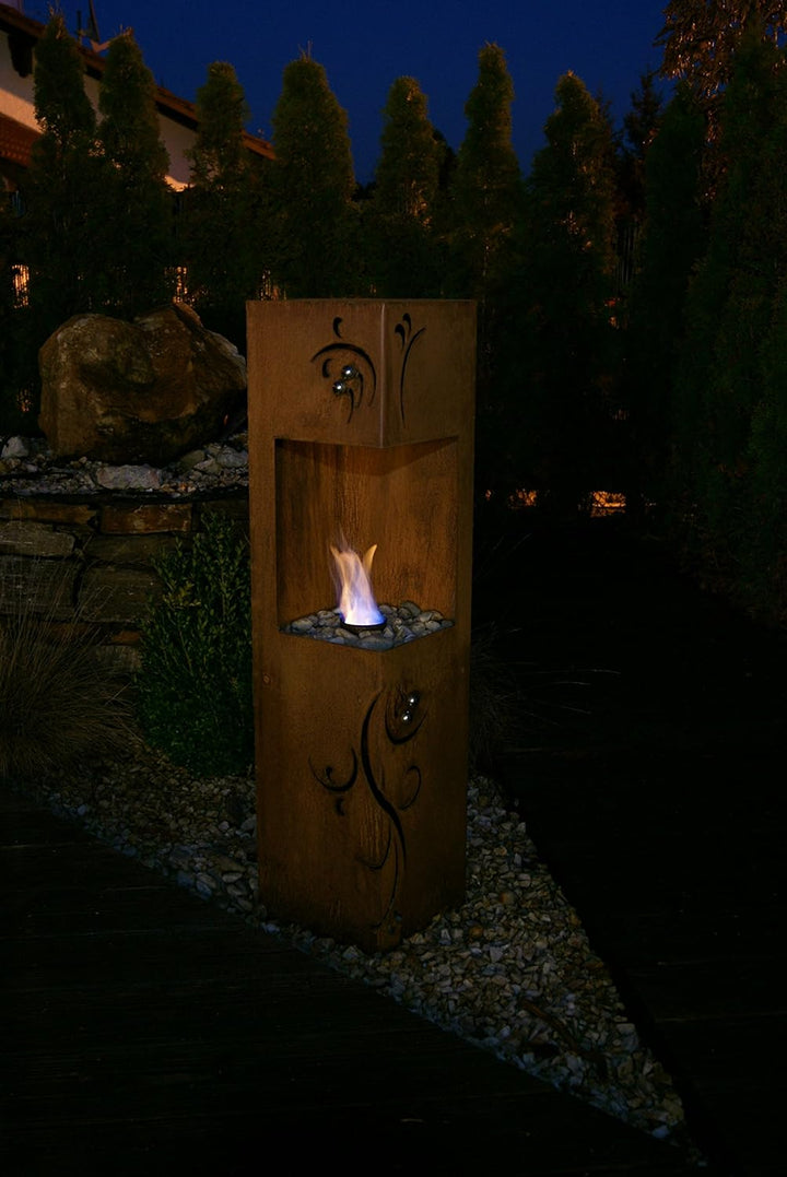 Feuersäule Barocco Edelrost Rost Metall Gartendeko Garten Stele Fackel Feuer Säule