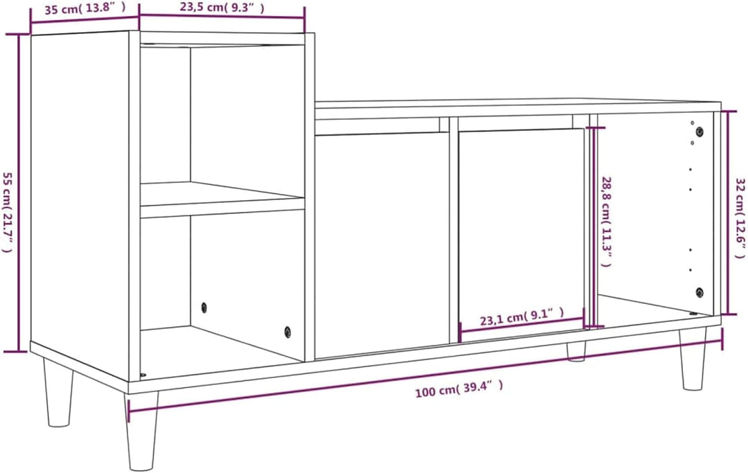 Tidyard TV Schrank mit Türen und Fächer Lowboard Fernsehschrank Fernsehtisch Sideboard HiFi-Schrank