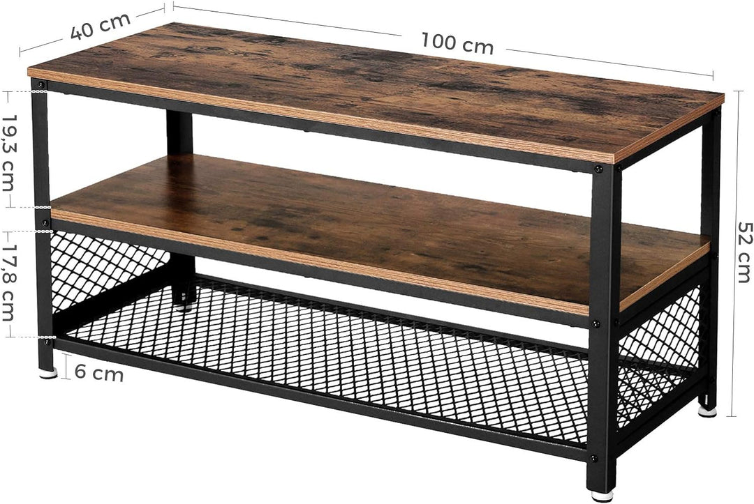 VASAGLE Fernsehtisch für Fernseher bis zu 43 Zoll, TV-Schrank im Industrie-Design, Konsole, Lowboard