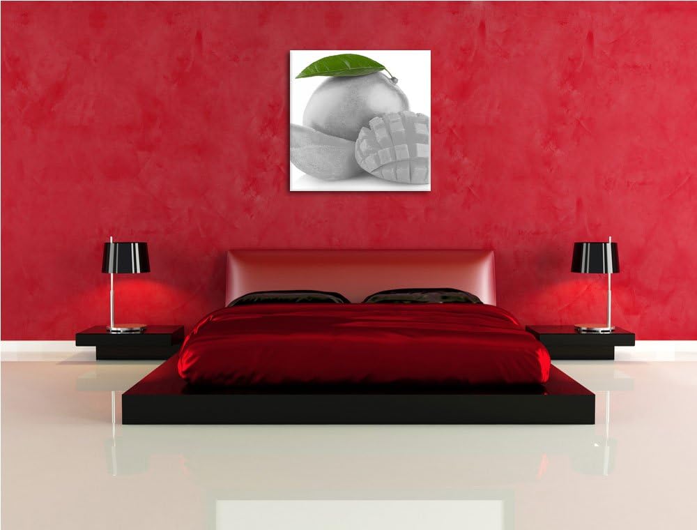 Pixxprint saftige aufgeschnittene Mango als Leinwandbild/Grösse: 70x70 cm/Wandbild/Kunstdruck/fertig