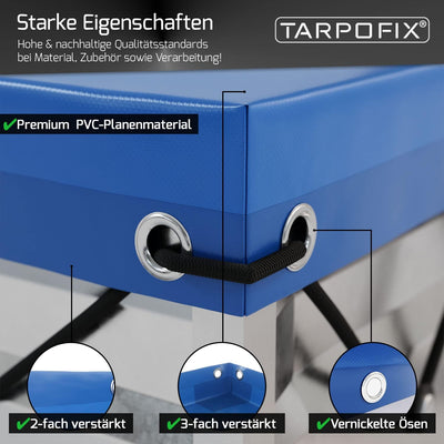 Tarpofix® Anhängerplane Flachplane 160 x 110 x 7,5 cm + 2x Planenbügel (verstellbar 100-145 cm) - ra