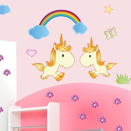Wandkings Einhörner Wandsticker XL Set, 40 Aufkleber, Gesamtfläche 130 x 70 cm