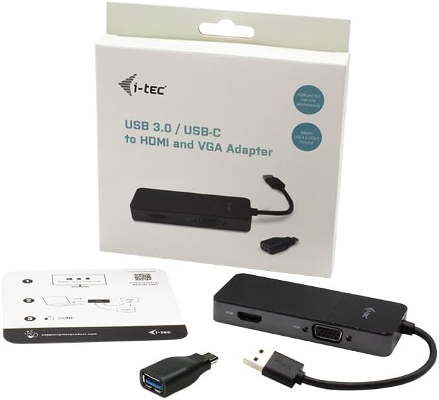 i-tec USB 3.0/USB-C Dual HDMI und VGA Video Adapter, Kompatibel mit Windows, MacOS, Android