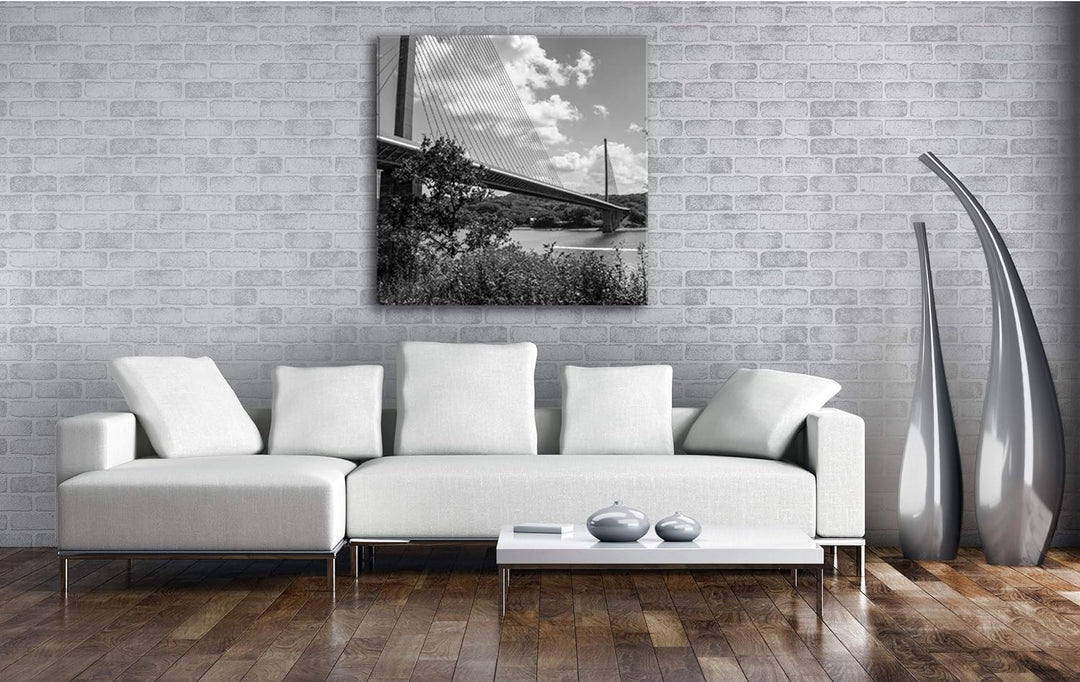 deyoli gigantische Hängebrücke Format: 70x70 Effekt: Schwarz&Weiss als Leinwandbild, Motiv auf Echth