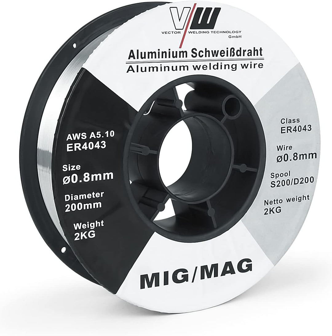 MIG MAG Schweissdraht ER4043 - Aluminium - Drahtrolle D200/S200-2kg - 0.8mm Durchmesser - VECTOR WEL