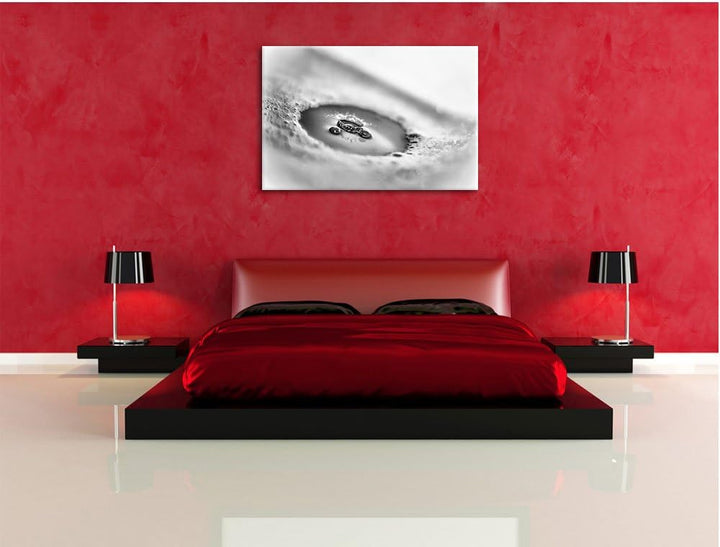 Pixxprint Wassertropfen im Schaum / 100x70cm Leinwandbild bespannt auf Holzrahmen/Wandbild Kunstdruc